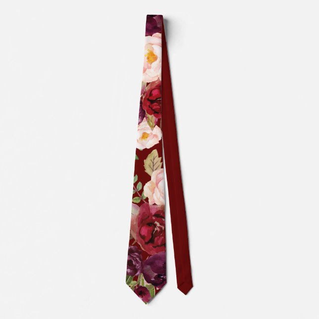 Rustikal Boho farbenfrohe Blumenzunge Neck Tie Krawatte (Vorderseite)