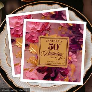 Rustikal Boho Merlot Roségold 50. Geburtstag Servi Serviette