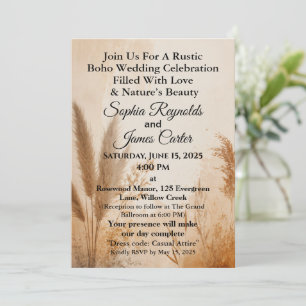 Rustikal Boho Pampas Grass Earthy Tones Wedding Einladung