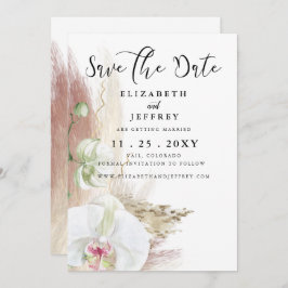 Rustikal Boho Pampas Grass Orchid Save the Date Ankündigung