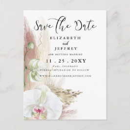 Rustikal Boho Pampas Grass Orchid Save the Date Ankündigungspostkarte