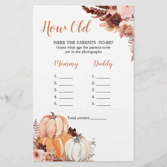 Rustikal Boho Pumpkin wie alt waren die Eltern (Vorderseite)