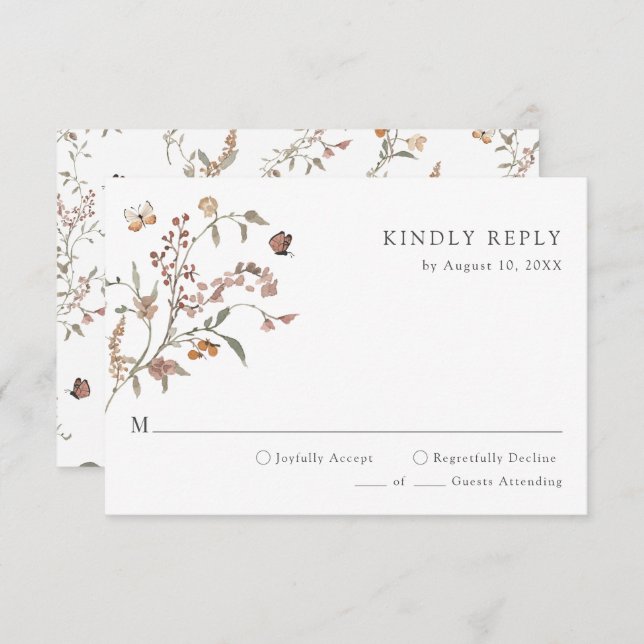 Rustikal Boho RSVP Karte (Vorne/Hinten)