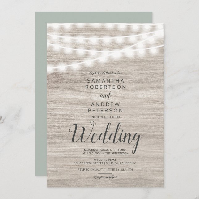 Rustikal braun Holz Streichelleuchten einfache Hoc Einladung (Vorne/Hinten)