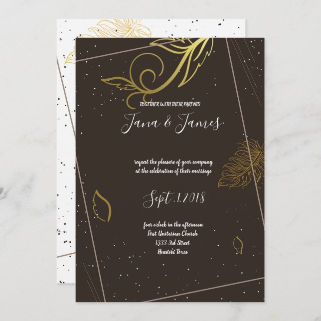 Rustikal braun und weiß einladung (Vorne/Hinten)