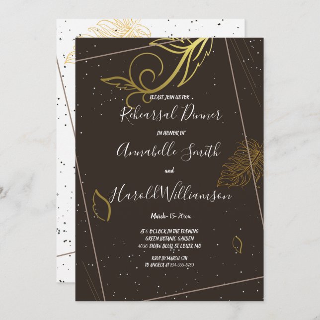 Rustikal, braun und weiß Probe Abendessen Einladung (Vorne/Hinten)