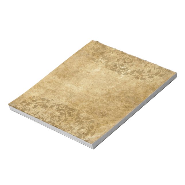 Rustikal-braun, Vintages Papierparkett und Reben Notizblock (Rotiert)