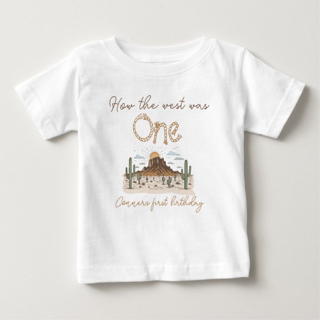 Rustikal braun, wie der Westen ein 1. Geburtstag w Baby T-shirt (Vorderseite)