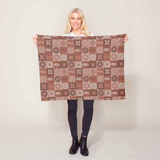 Rustikal-braune Burlap-Blume Verlasst Fleece Blank (Beispiel)