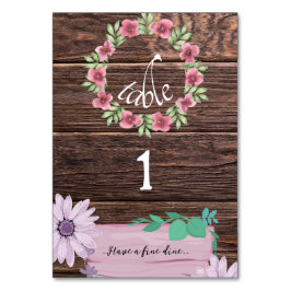 Rustikal-braune Holzkarte für Monogramm-Tischnumme Tischnummer