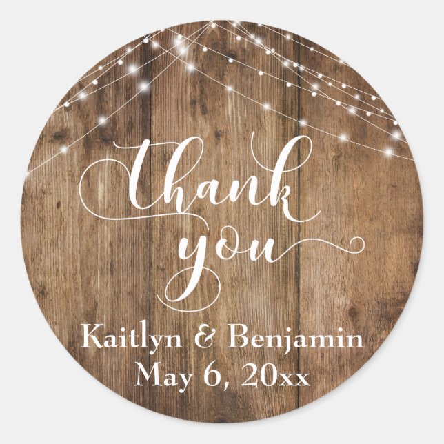 Rustikal-braunes Holz und weiße Lichtteile, vielen Runder Aufkleber (Vorderseite)