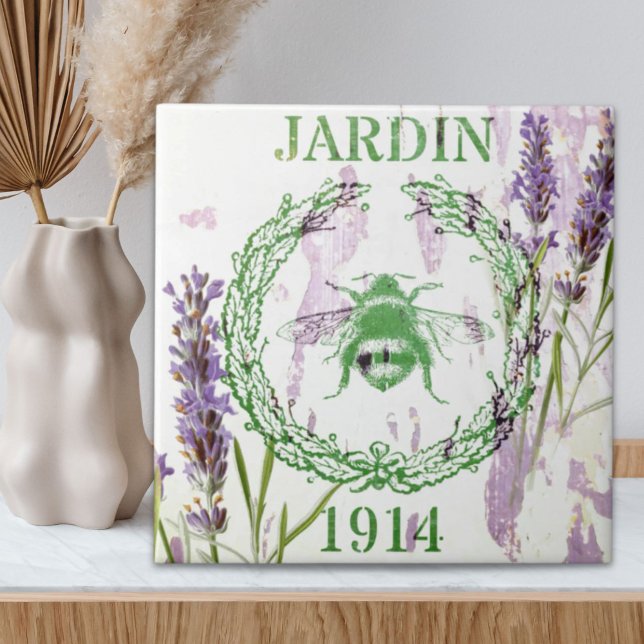 rustikal-chic-französischer Landlavender Vintage B Fliese (rustic chic french country lavender vintage bee ceramic tile)