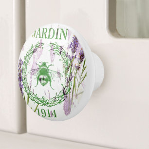 rustikal-chic-französischer Landlavender Vintage B Keramikknauf