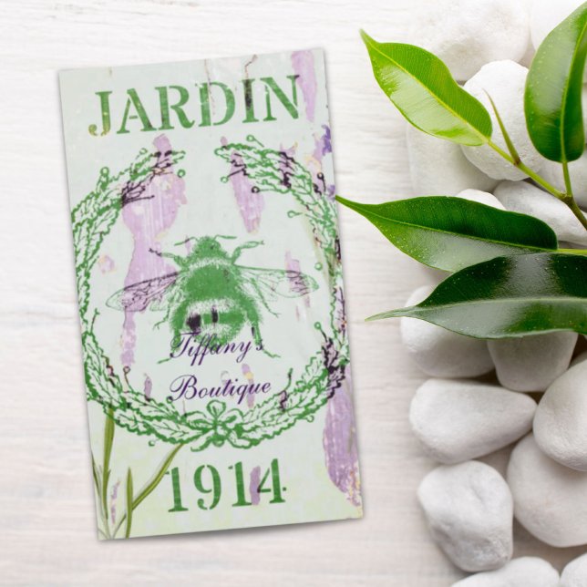 rustikal-chic-französischer Landlavender Vintage B Visitenkarte (rustic chic french country lavender vintage bee business card)