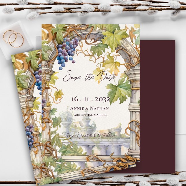 Rustikal Chic Grapevine Inspirierte Weinkellerei H Save The Date (Rustic Chic Grapevine-Inspired Winery Wedding Save The Date Invitation )