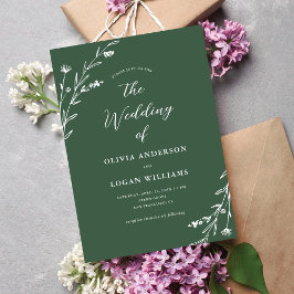 Rustikal Dark Green Wildblume Boho Wedding Einladung