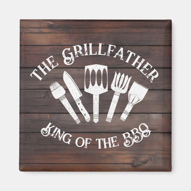 Rustikal "Der Grillvater: Funny GRILLEN Gift Magnet (Vorne)