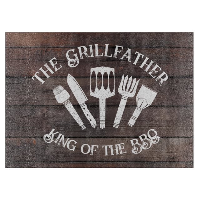 Rustikal "Der Grillvater: Funny GRILLEN Gift Schneidebrett (Vorderseite)