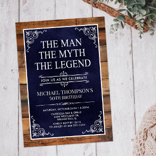 Rustikal der Mann Der Mythos der Legende 50. Gebur Einladung