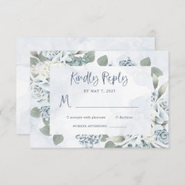 Rustikal Dusty Blue Floral | Wasserfarbenhochzeit RSVP Karte