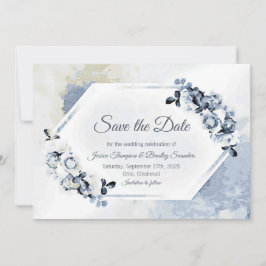 Rustikal Dusty Blue Watercolor Floral Save The Date