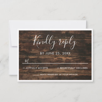 Rustikal Einfach Elegant Scheunenholz Hochzeit RSVP Karte