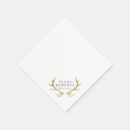 Rustikal & elegant Gold Antler | Individuelle Name Serviette