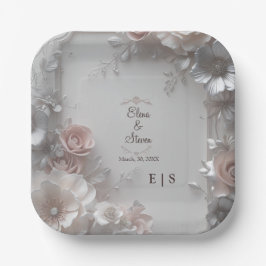 Rustikal Elegante 3D Florale Hochzeit  Pappteller