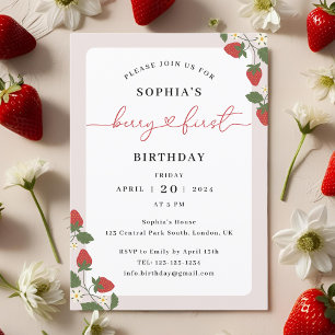 Rustikal elegante Berry First Geburtstag für Mädch Einladung