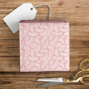 Rustikal Elegante Botanische Blätter Blassrosa Geschenkpapier