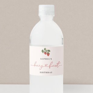 Rustikal elegante erste Berry Geburtstagsfeier für Wasserflaschenetikett