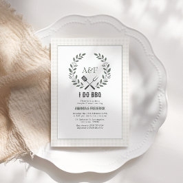 Rustikal Elegante Monogramm I Do BBQ Paare-Spritzp Einladung