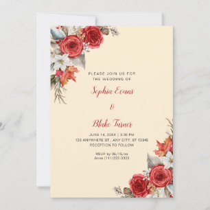 Rustikal Elegante Rote Rosen Herbst Hellorange Hoc Einladung