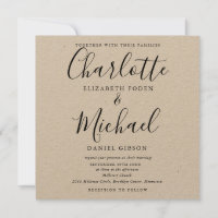 Rustikal Elegante Schwarze Schrift Kraft Hochzeit