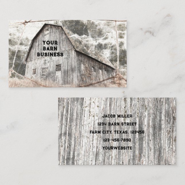 Rustikal erschüttert Graubraun Vintage Textur Visitenkarte (Vorne/Hinten)