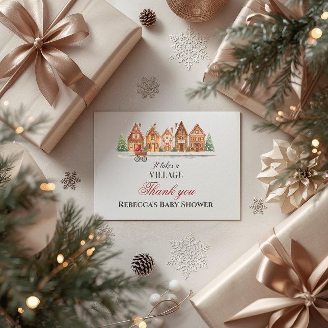 Rustikal, es nimmt Village Houses Winter Baby Dusc Dankeskarte (Von Creator hochgeladen)