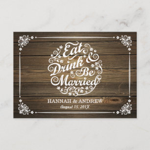 Rustikal essen Sie Getränk und seien Sie RSVP Karte