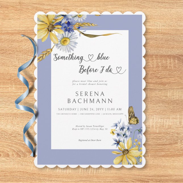 Rustikal etwas Blau, bevor ich Brautparty mache Einladung (Rustic Something Blue Before I Do Bridal Shower Invitation)