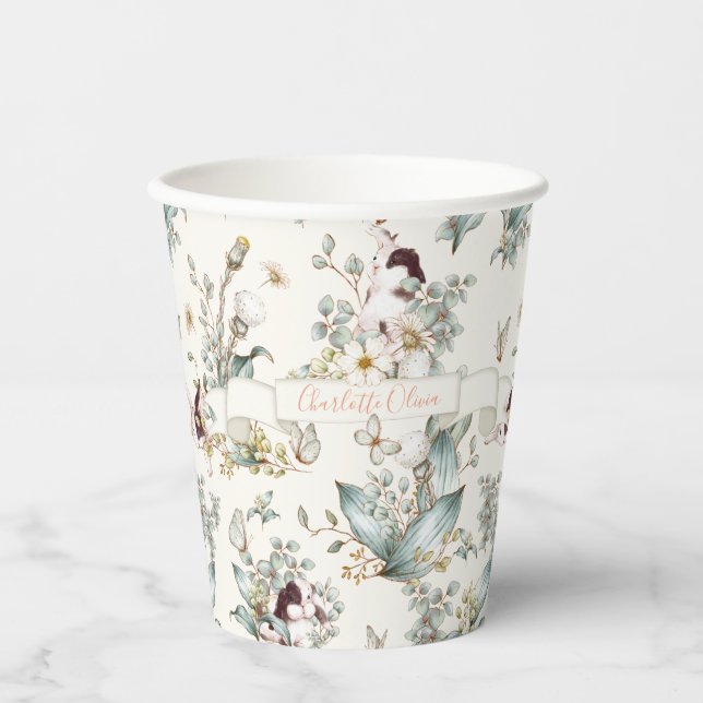 Rustikal, etwas sonnig ist ein floraler Girl-Cotat Pappbecher (Vorderseite)