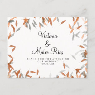 Rustikal Falling Leaf Pampas Floating Vielen Dank Postkarte