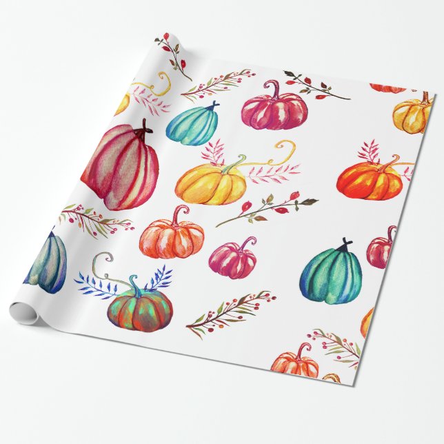 Rustikal-farbiger Squash Zeichnend Wrapping Paper Geschenkpapier (Ungerollt)