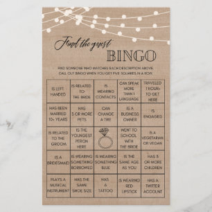Rustikal Finden Sie das Bingo-Brautparty-Spiel Flyer