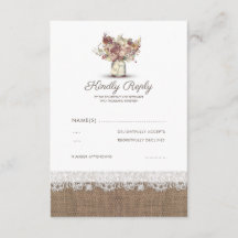 Rustikal Floral Mason Jar | Burlap Wedding RSVP