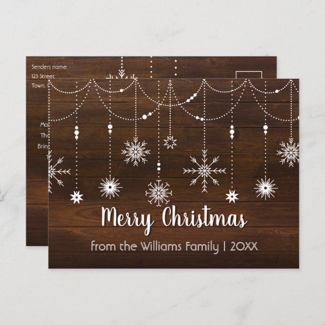 Rustikal frohe Weihnachten Land Snowflake Wood (Vorne/Hinten)