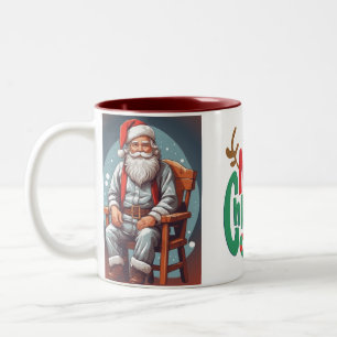 Rustikal frohe Weihnachtsvorstellung Zweifarbige Tasse