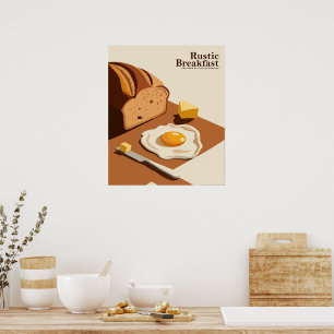 Rustikal Frühstück - Vintage-Speisekunstplakat Poster
