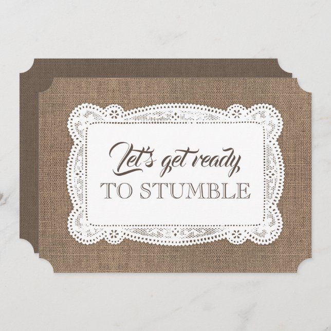 Rustikal-Funny-Bridesmaid / Vorschlag für eine Tra Einladung (Vorne/Hinten)