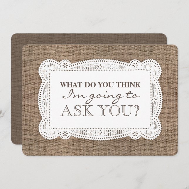 Rustikal-Funny-Bridesmaid / Vorschlag für eine Tra Einladung (Vorne/Hinten)