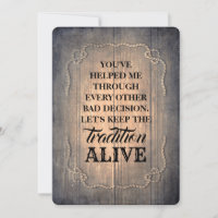 Rustikal-Funny-Bridesmaid / Vorschlag für eine Tra