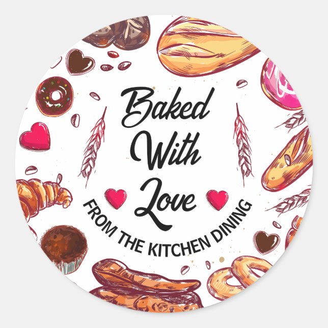 rustikal gebacken mit Liebe aus der Küche Runder Aufkleber (Vorderseite)